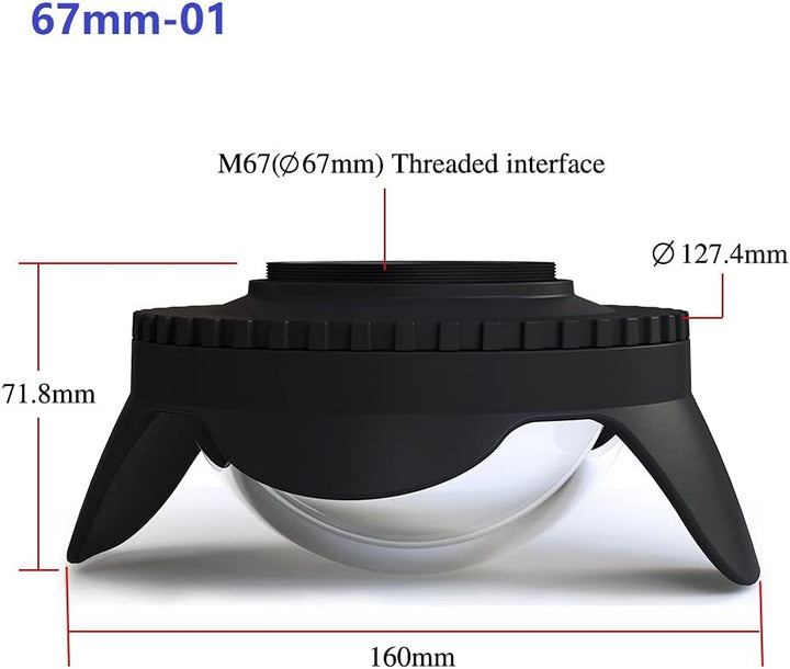 Sea Frogs 67mm Kuppelhafen Dome Port Objektivzubehör für wasserdichtes Unterwassergehäuse