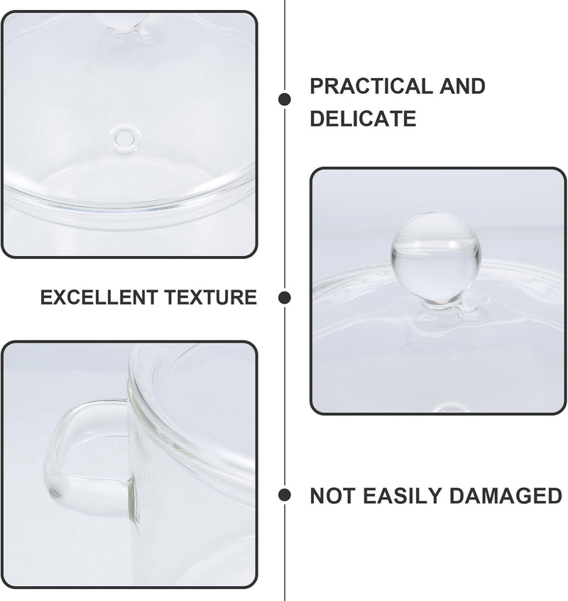 Vaguelly 2 Stück Glas-Kochtopf Mit Deckel 1350 Ml Suppentopf Kochtopf Klarer Simmertopf Suppentopf B