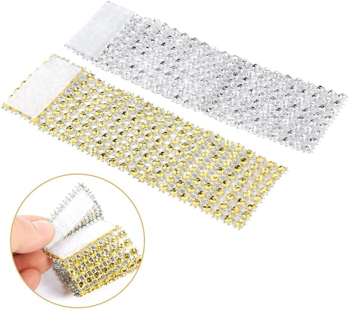 Yosoo 50/100 Silber/Gold Strass Serviette Ringe 8 Reihen Stuhl Schärpe Ring Diamant-Ineinander Greif