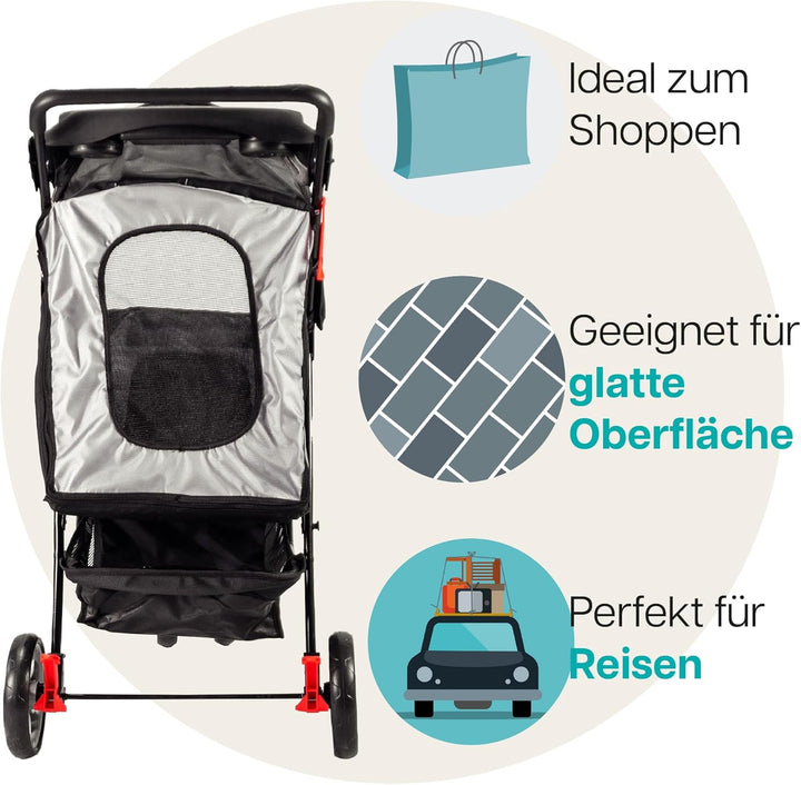 Haustier-Buggy All Terrain ips-01 Hunde-Tragetasche, Trolley, Trailer, InnoPet, Buggy. Zusammenklapp