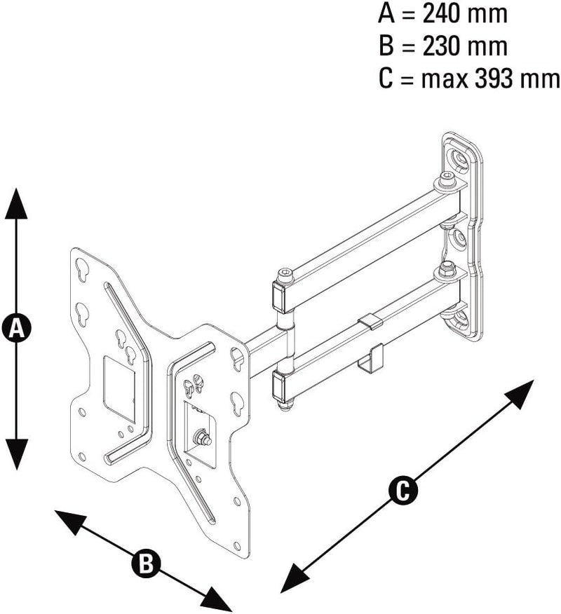 Thomson Vollbewegliche TV Wandhalterung, schwenkbar/neigbar (für Fernseher/Monitore von 10-46 Zoll (