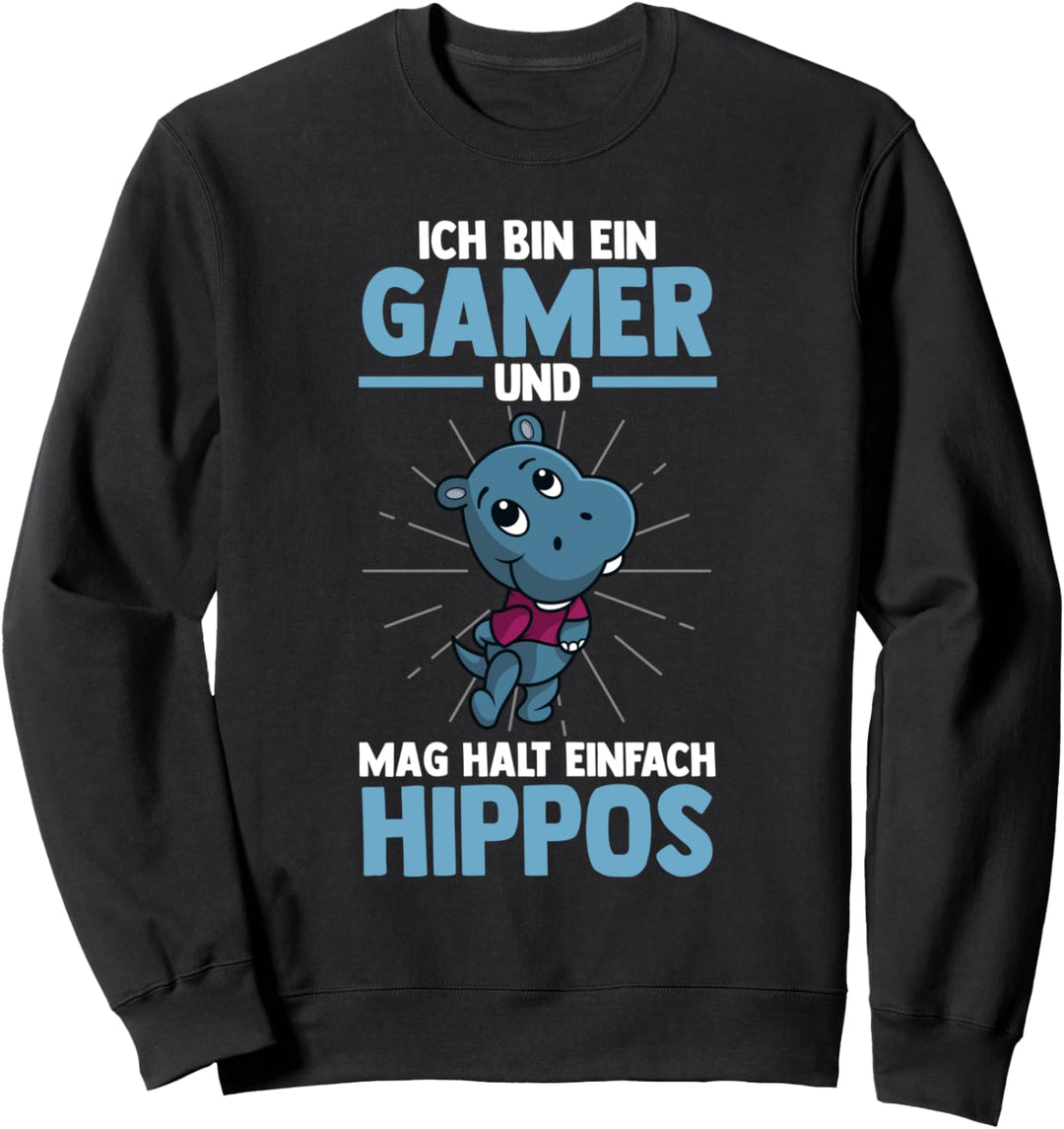 Gamer Hippo Gaming Zocken Zocker Flusspferd Sweatshirt