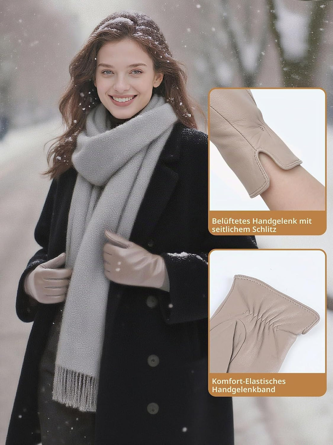 GSG SINCE 1998 Lederhandschuhe für Damen aus Chromfreiem Schaffell – Wollgefüttert/Fleecegefüttert,