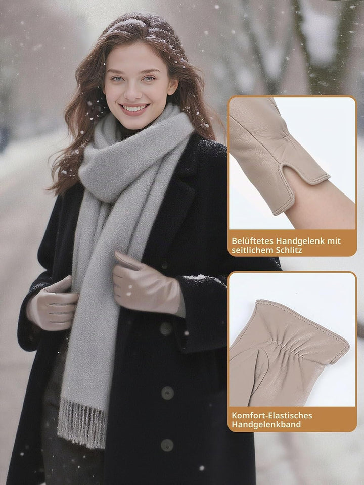 GSG SINCE 1998 Lederhandschuhe für Damen aus Chromfreiem Schaffell – Wollgefüttert/Fleecegefüttert,