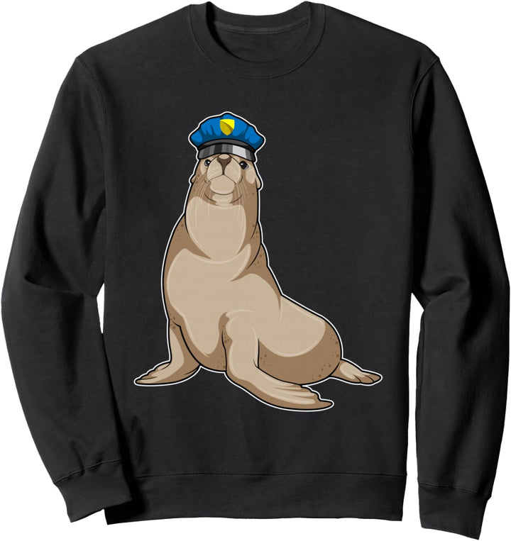 Seehund Polizei Polizist Polizeimütze Sweatshirt