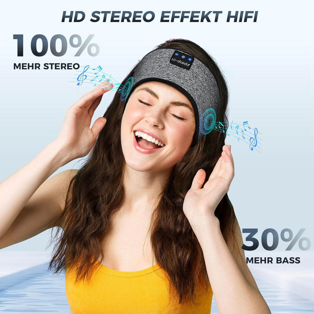 LC-dolida Schlafkopfhörer Bluetooth 5.4, Schlaf Stirnband Kopfhörer Headband Schlafmaske, Sportskopf