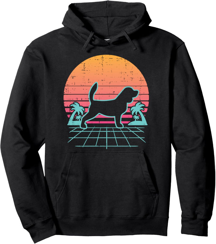 Vaporwave Aesthetic Beagle Retro Animal Pet Hound Dog Gift Pullover Hoodie