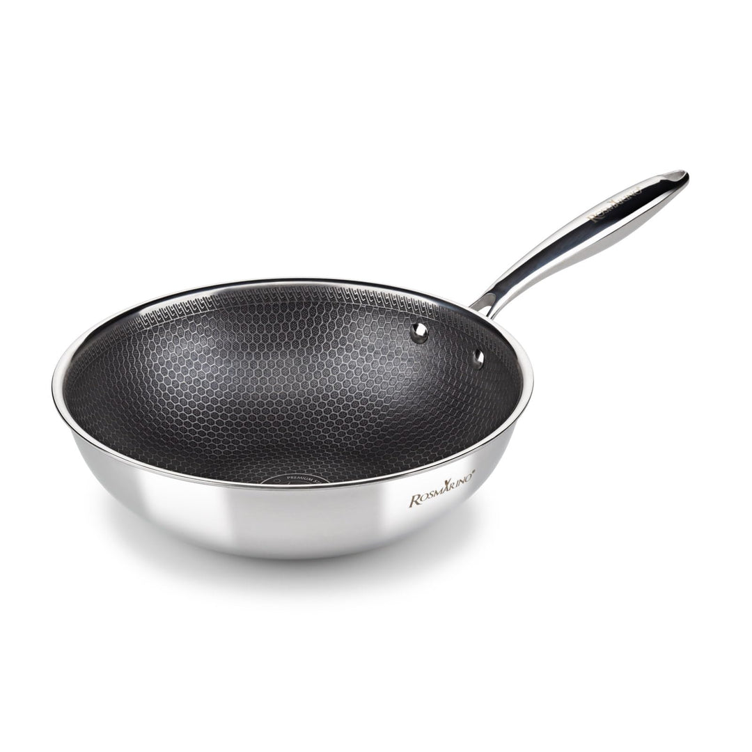 ROSMARINO HexaPro 3.0 28 cm Edelstahl-Wok - Hochwertige Antihaftbeschichtung, backofenfest - Ideal f