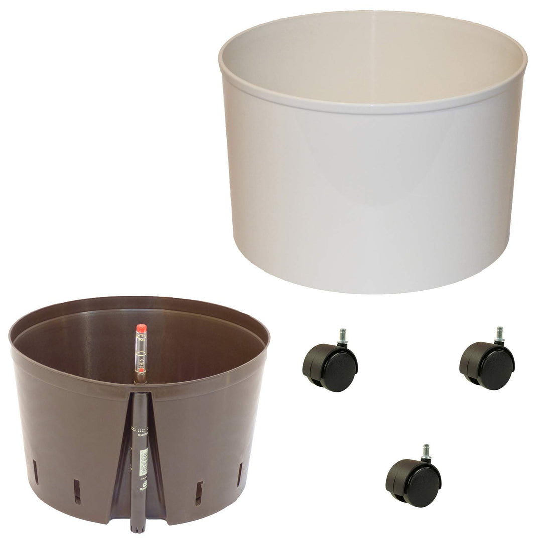 happy nature Set3 Blumenkübel Corona Weiss Ø 37cm H 24,5cm mit wb_Rollen