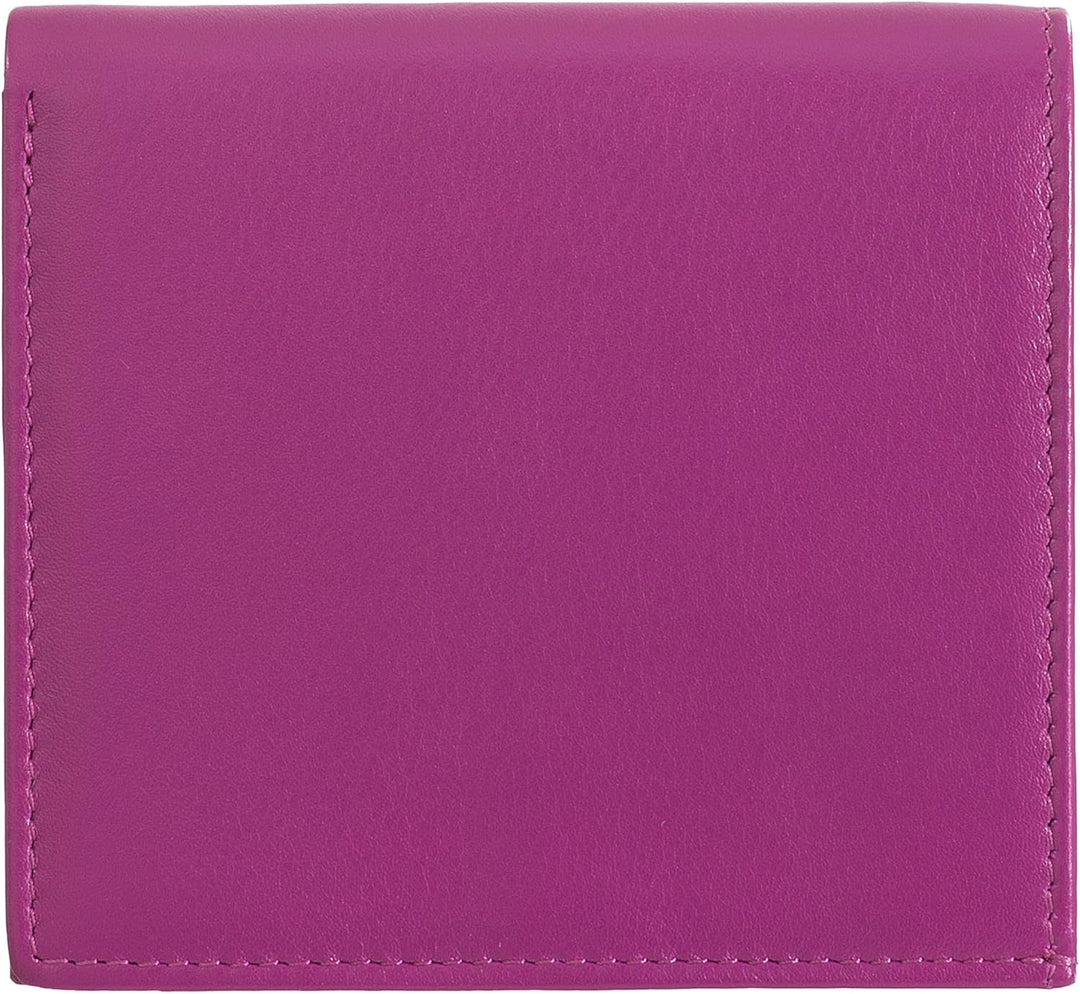 DUDU Mehrfarbiges Portemonnaie RFID in Leder mit Kartensteckfächer und Münzfach Fuchsia, Fuchsia