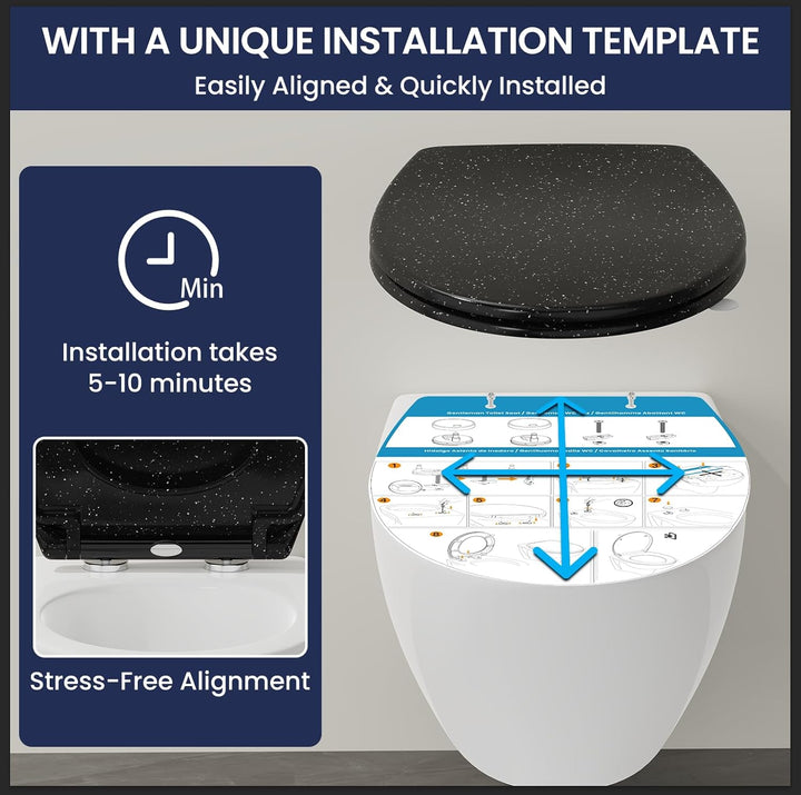YEAUPE PRO Toilettendeckel mit Absenkautomatik, WC Sitz UV-beständig, klodeckel mit Quick-Release-Fu