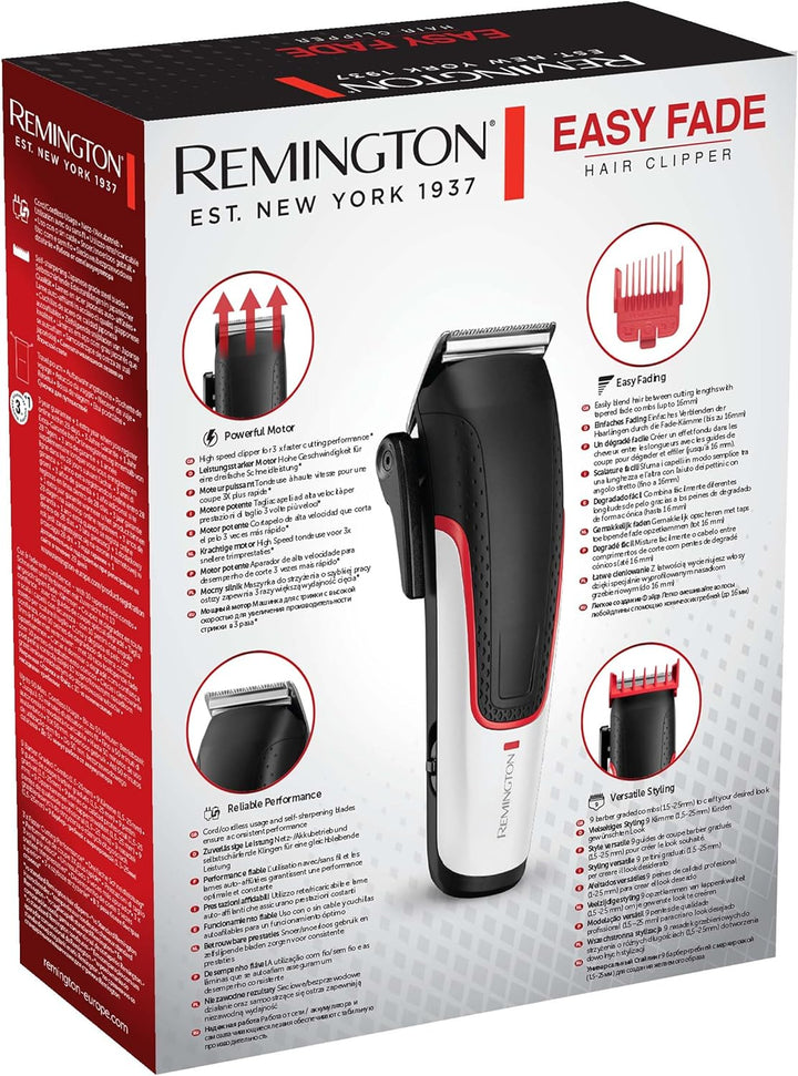 Remington Haarschneidemaschine HC500 (selbstschärfende Edelstahlklingen, 10 angeschrägte Fade-Kämme,