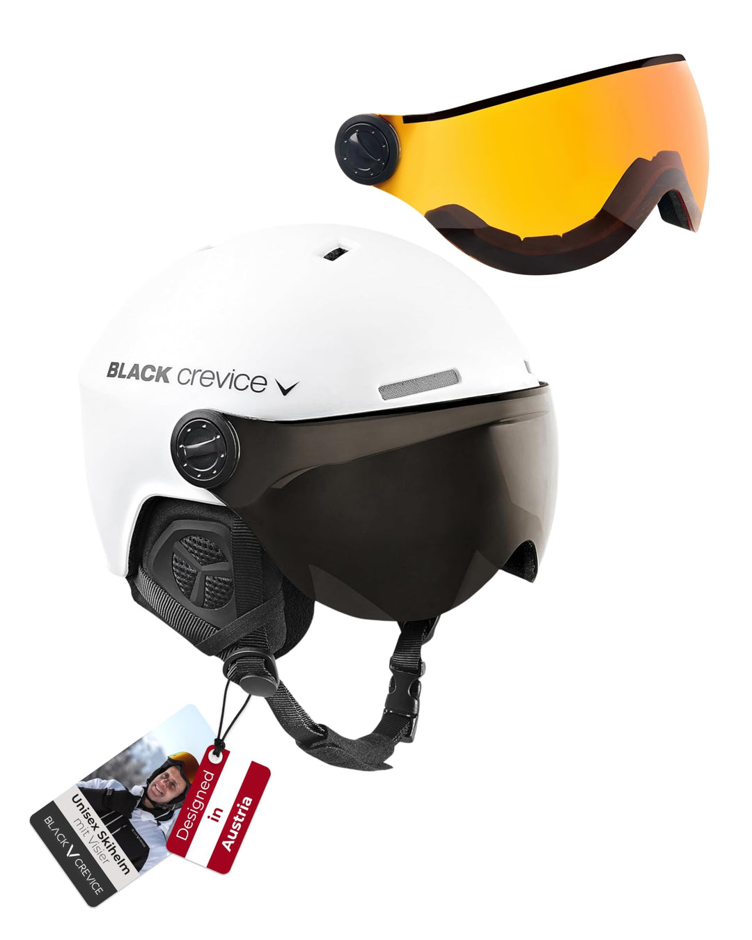 Black Crevice Skihelm Arlberg mit 2 Visier M/L (58-61) Weiss, M/L (58-61) Weiss