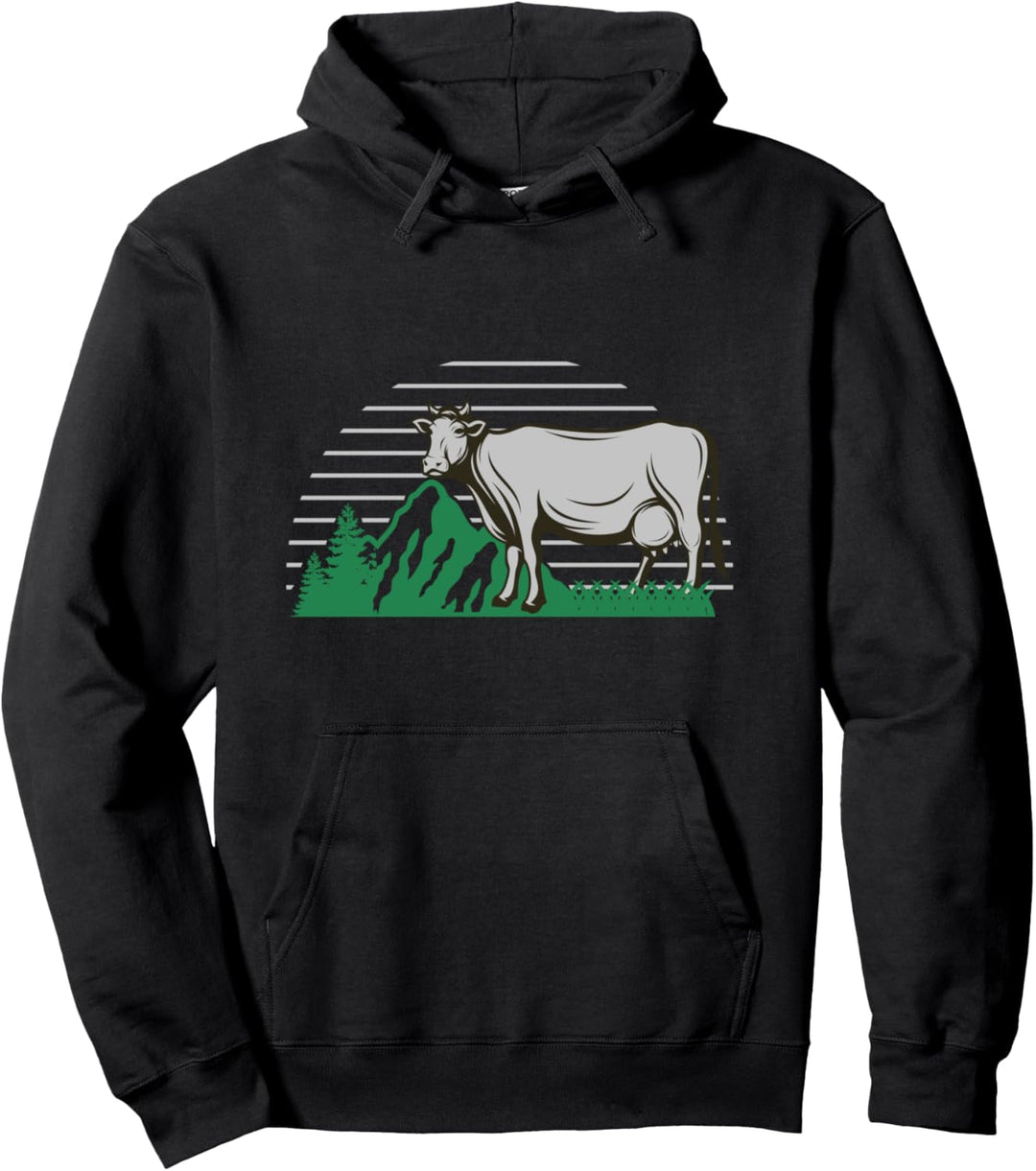 Kuh Grauvieh Rind Tier Landwirt Gebirge Berge Bauer Geschenk Pullover Hoodie