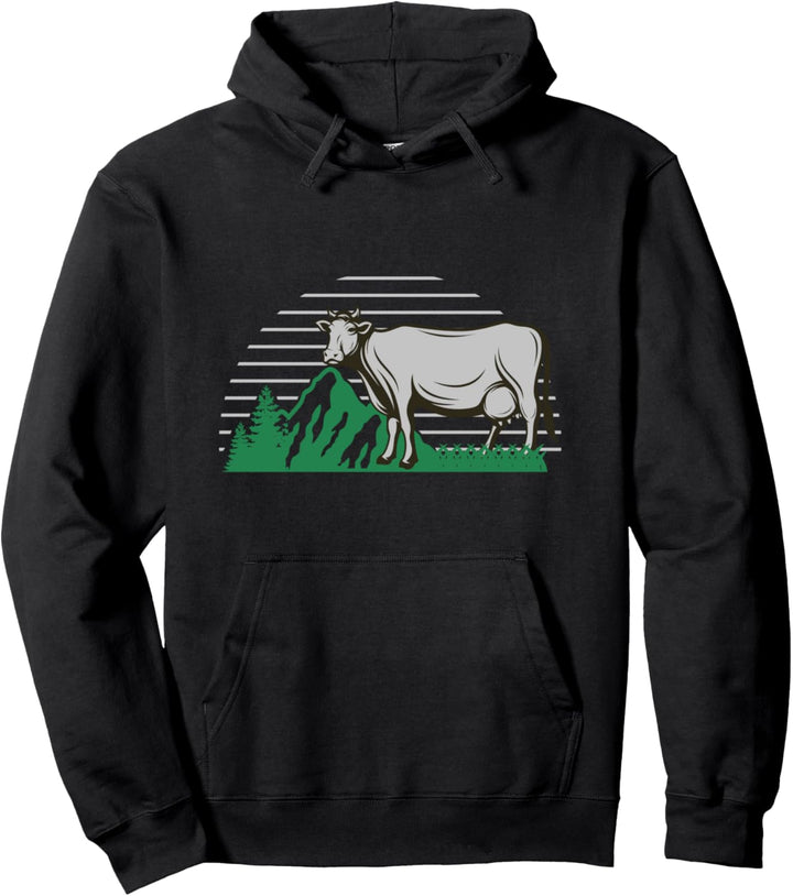 Kuh Grauvieh Rind Tier Landwirt Gebirge Berge Bauer Geschenk Pullover Hoodie