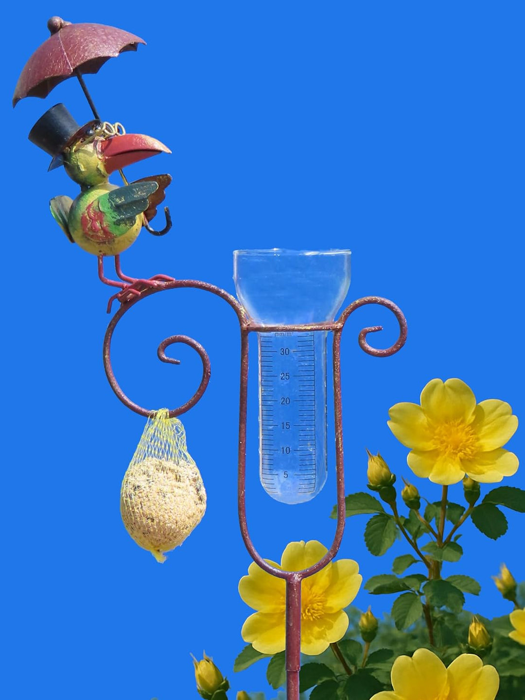 Pommerntraum ®| Regenmesser Niederschlagsmesser Gartendeko Gartenkunst Rabe | Pluviometer Ombrometer
