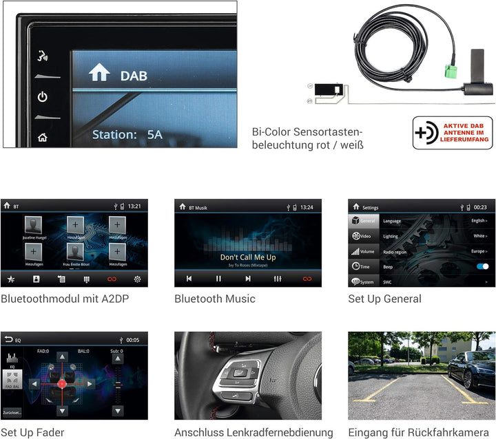 Xzent X-522: Infotainer, 2 Din Mediencenter, Multimediasystem mit 17,1 cm / 6,75“ Touchscreen, DAB+,
