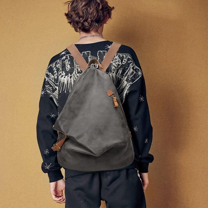 Retro Segeltuch Rucksack PU Vintage Rucksäcke PU Leder Daypack Reisetasche Schulterrucksack für Herr