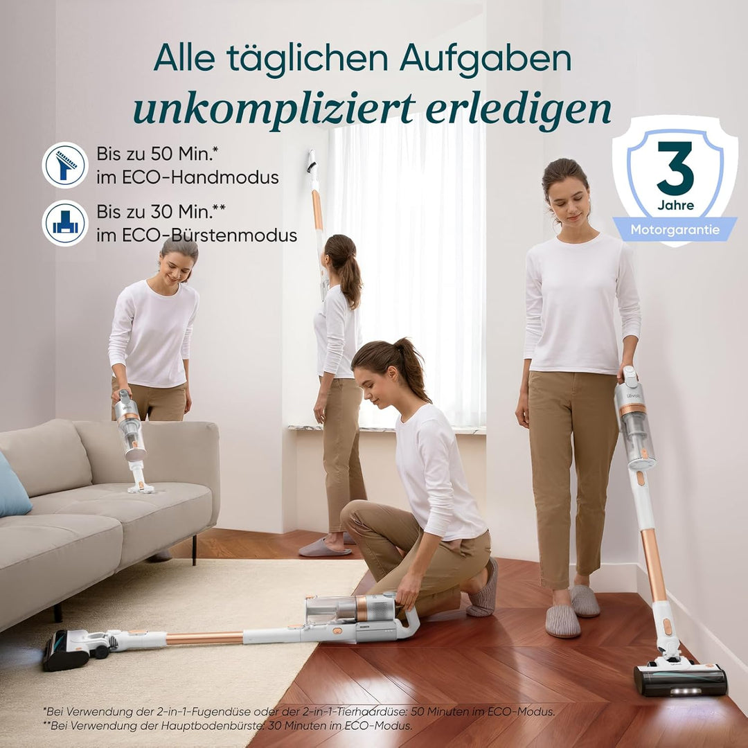 Levoit Akku Staubsauger mit Anti-Haar-Verwicklung, max 50Min Laufzeit, Akkustaubsauger mit 99,9 Proz