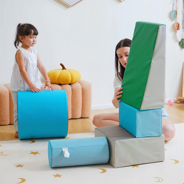 HOMCOM 5 TLG. Schaumstoff Bausteine Kinder Softbausteine Klettern Bauklötze Weiche Schaumstoffbauste