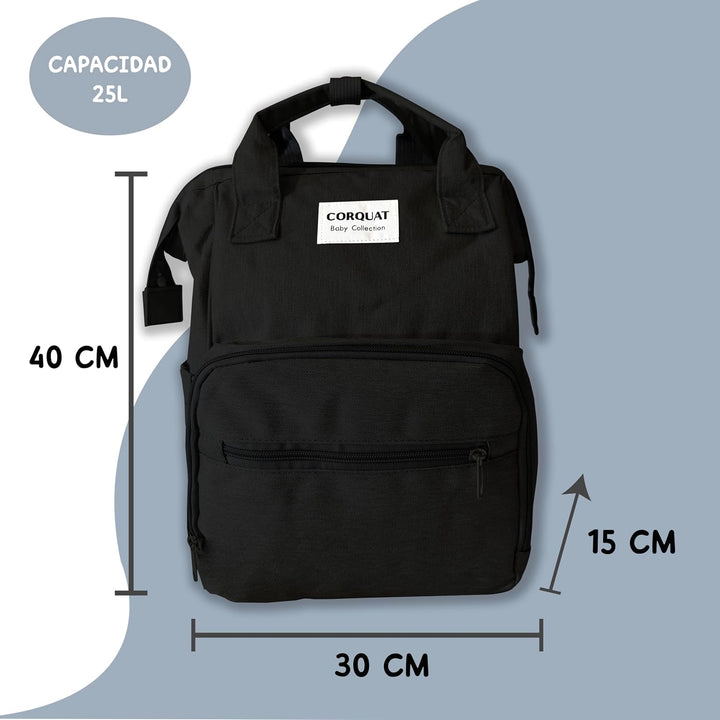 Wickelrucksack mit verschiedenen Staufächern und Riemen für den Kinderwagen, ideal für den Transport