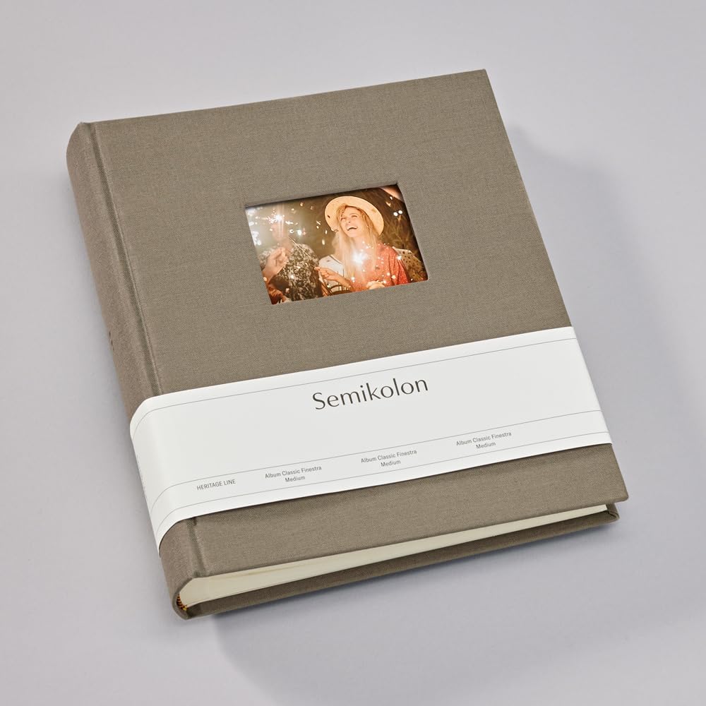 Semikolon 369966 Foto-Album Medium Finestra – 21,6x25,5 cm – 80 Seiten cremefarben, für 160 Fotos –