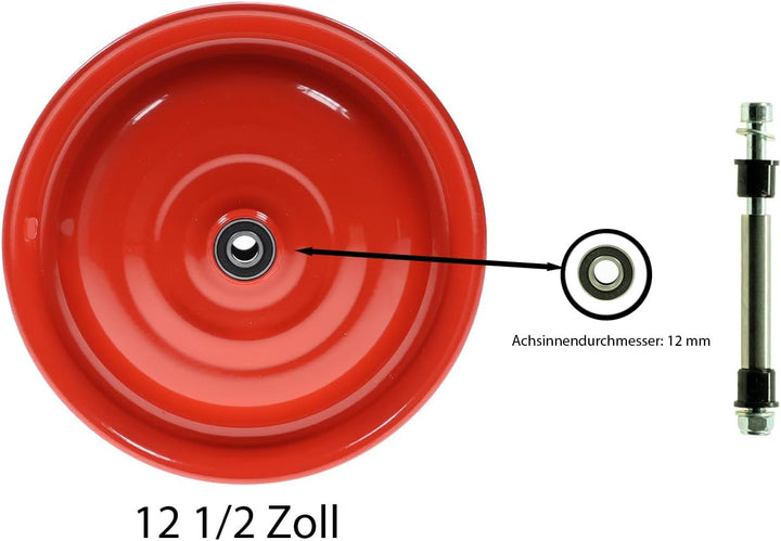 12 1/2 Zoll Scheibenrad Anhänger Handwagen Laufrad Rad Felge Klaufix DDR Rot | 1 Stück