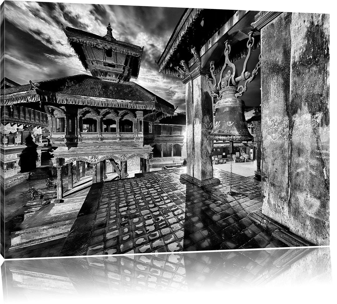 Pixxprint Monocrome, Mystische Stadt, Format: 100x70 auf Leinwand, 100x70