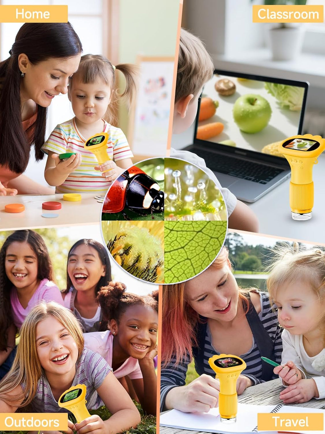 Mikroskop für Kinder, Digitales Taschenmikroskop mit 2,0" IPS-Bildschirm Lupe 200x Vergrösserung, 8