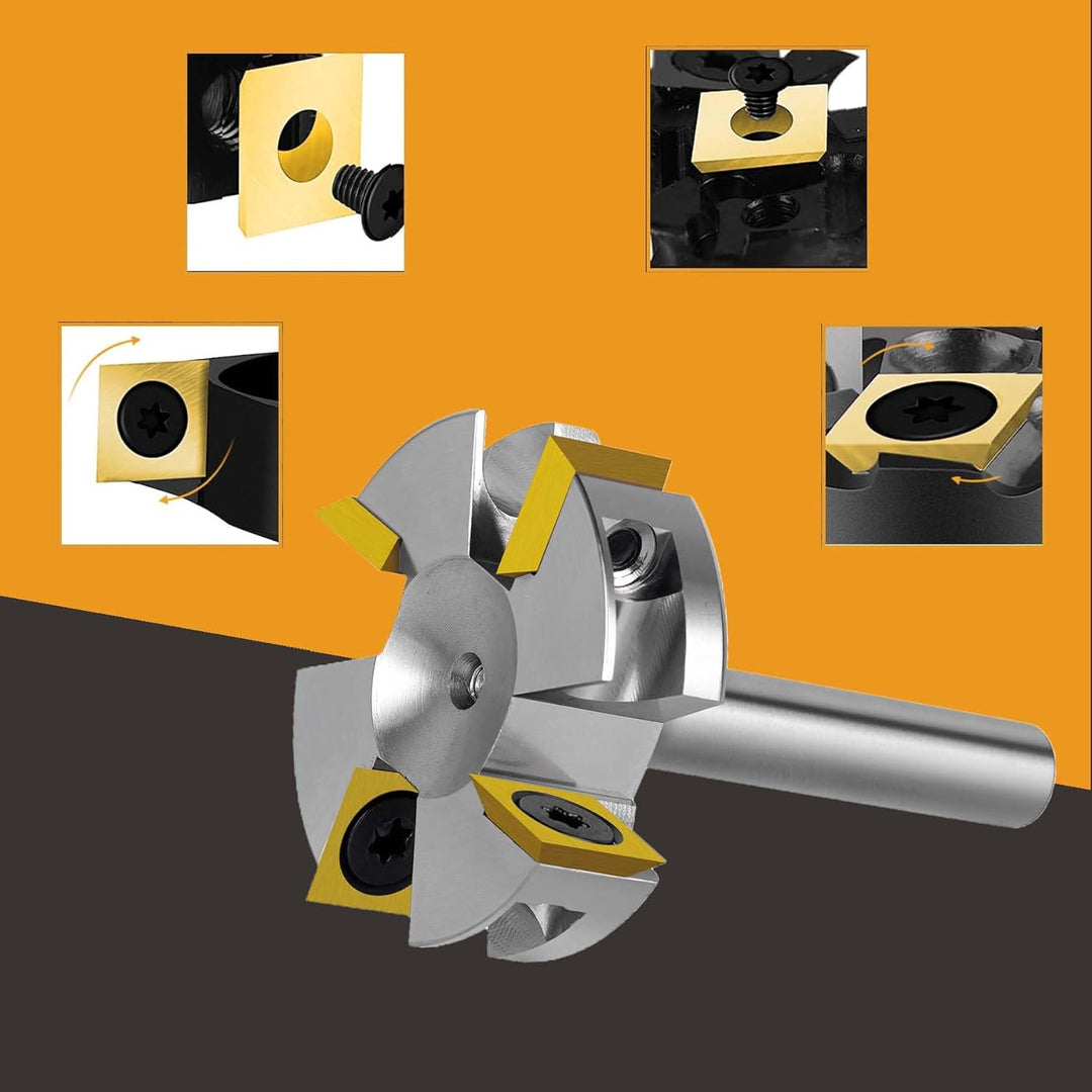 SpeTool Planfräser Vernickelt 8mm Schaft 40mm Oberfräser Wendeplatten Spoilboard 4 Flöten CNC Fräser