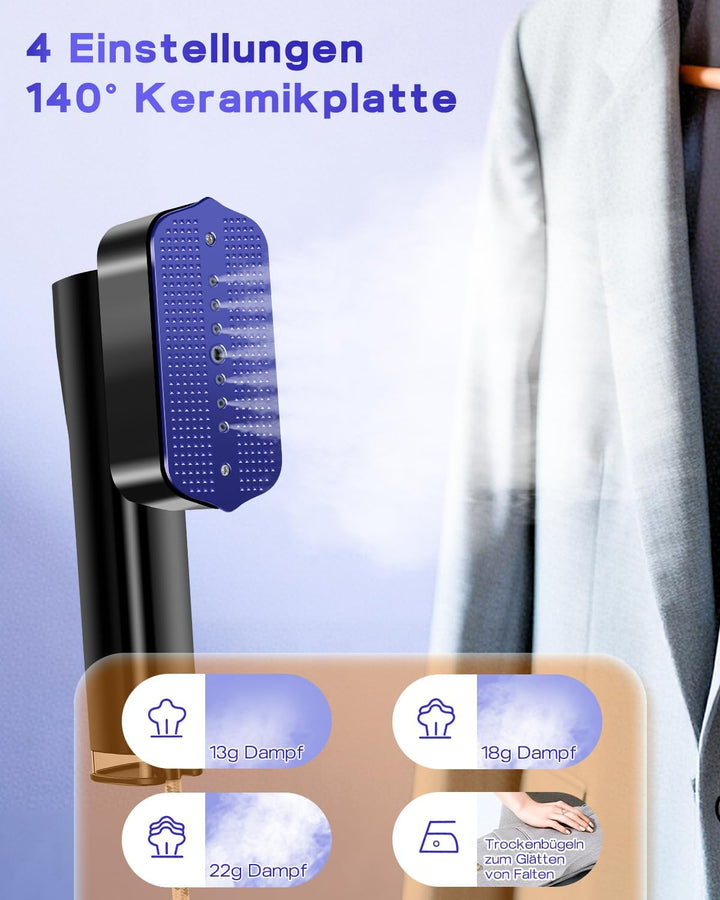 Steamer Dampfglätter 1300W,110-240V Worldwide Voltage 2-in-1 Reisebügeleisen Mini mit 15S Schnellauf