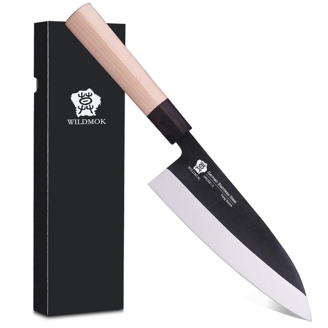 WILDMOK 19,4 cm Deba-Messer Asiatisches Usuba-Lachsmesser Sashimi-Messer Deutsche Edelstahlklinge un