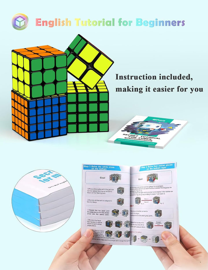 ROXENDA Zauberwürfel Set, Speed Cube Set mit 2x2 3x3 4x4 5x5 Zauberwürfel mit Geschenkbox, Geheimes