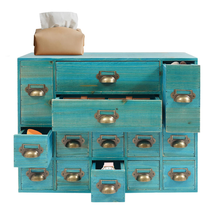 Mini Kommode mit 14 Schubladen, Vintage Aufbewahrungsschrank - Schrank Schubladenschrank Holz Klein