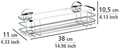 WENKO Turbo-Loc® Edelstahl Maxiablage - Befestigen ohne bohren, Edelstahl rostfrei, 38 x 10.5 x 11 c