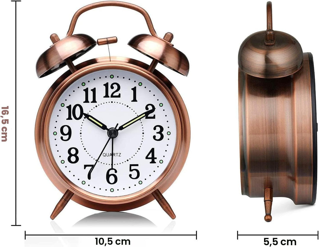 Lauter Wecker für Schwerschläfer mit Ohne Ticken, Doppelglockewecker, Batteriebetrieben, Metallwecke