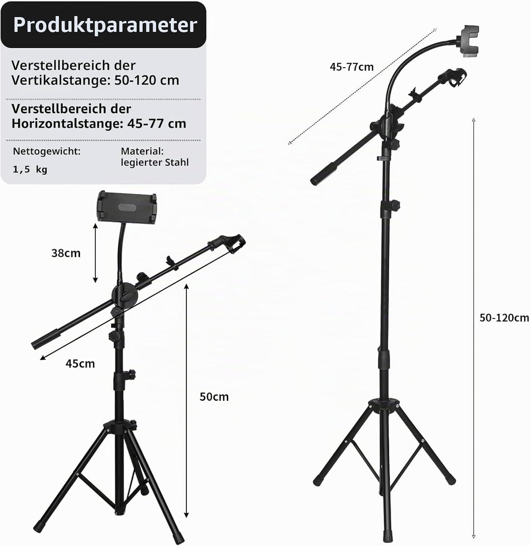 Yazoni Mikrofonständer, 2-in-1-Mikrofonständer, Boden, 88 bis 158 cm Pad-Mikrofon, Dual-Use-Mikrofon