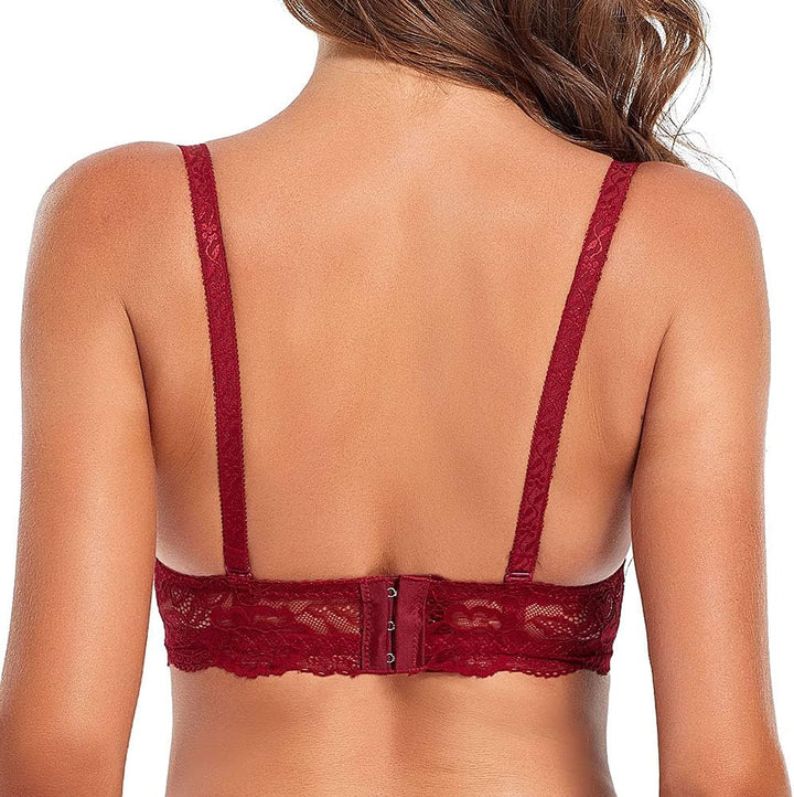 SHEKINI Damen BH mit Bügel Spitze Bügel BH Trägerloser Abnehmbare Träger Push Up Unterwäsche Lingeri