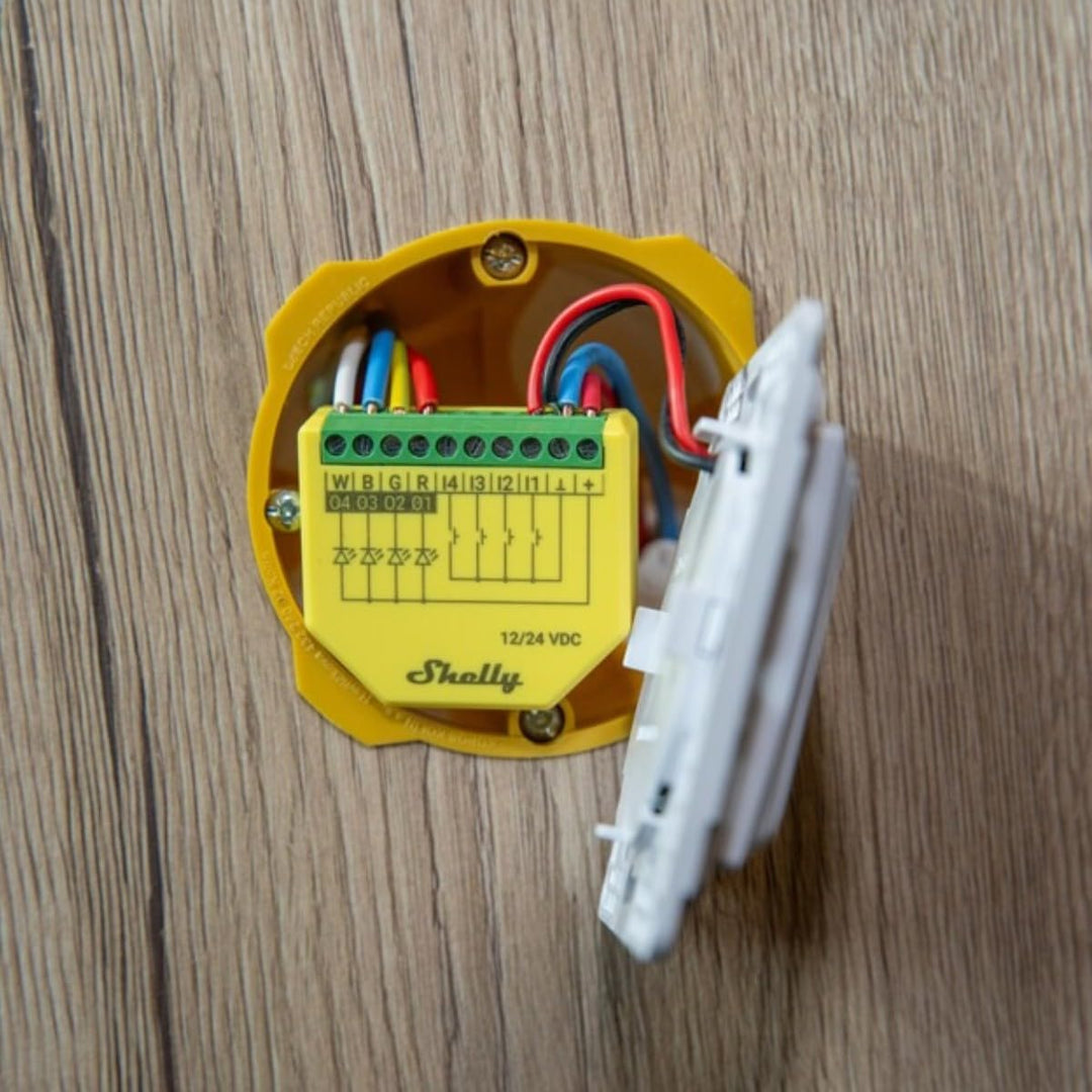 Shelly Plus RGBW PM - WLAN Controller für LED-Streifen, 12-24 VDC, 3 Beleuchtungsprofile, Leistungsm