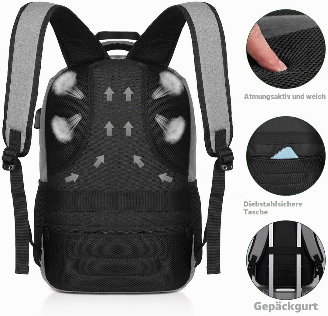 YAMTION Rucksack Laptop 17.3 Zoll Rucksack Schule mit USB-Ladeanschluss für Arbeit Schule Reisen Cam