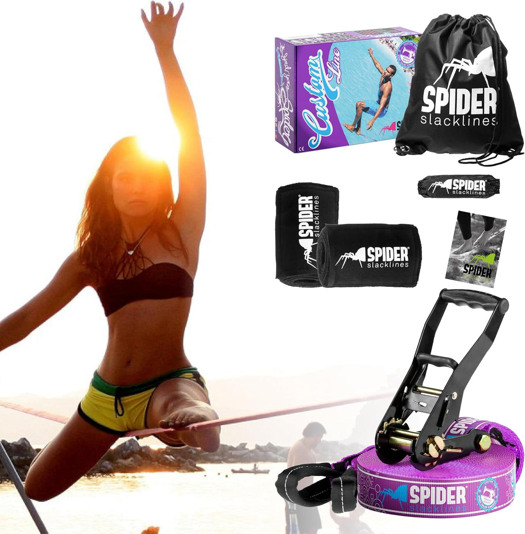 TKSA1 - Custom Slackline Kit erfahrene Slackliner und Anfänger - Komplettset aus 15m langem Gurtband