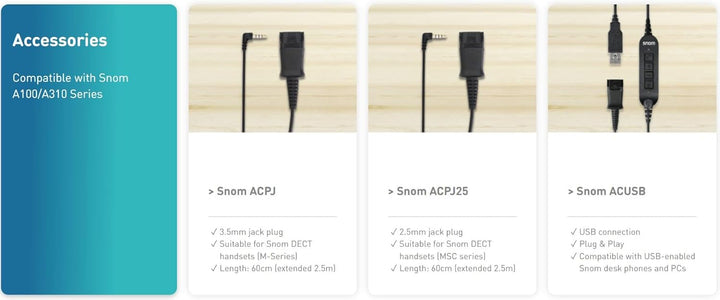 SNOM A100D Binaural Headset for all Snom desktop Telephones 3x0/D3x5/7x0/D7x5; 4342 Breitband Headse