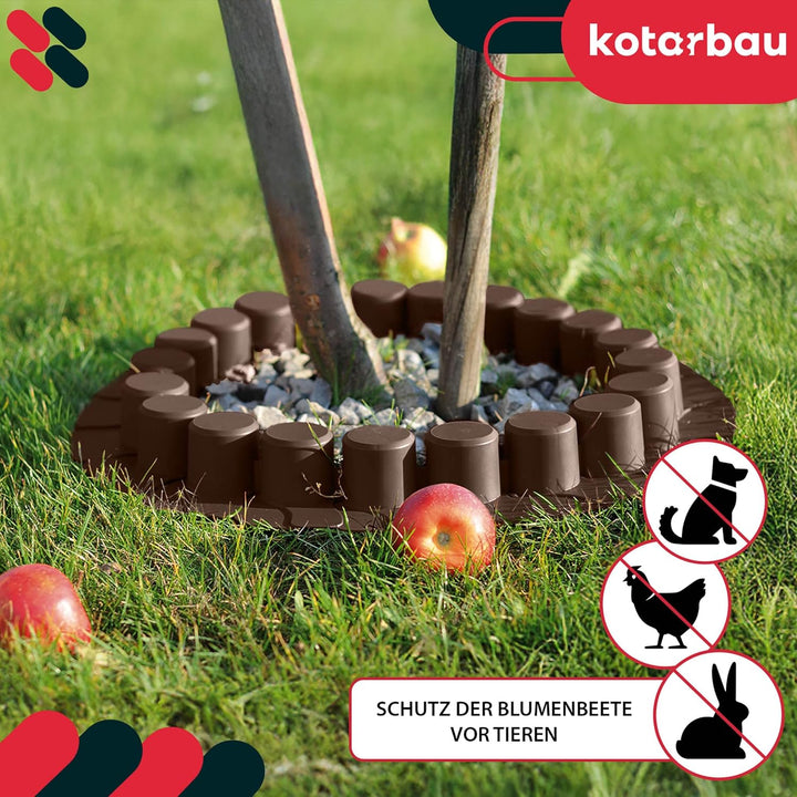 KOTARBAU® Garten-Palisade 60mm x 4,05m Braun zum Abgrenzen von Rasen und Gehwegen, Braun