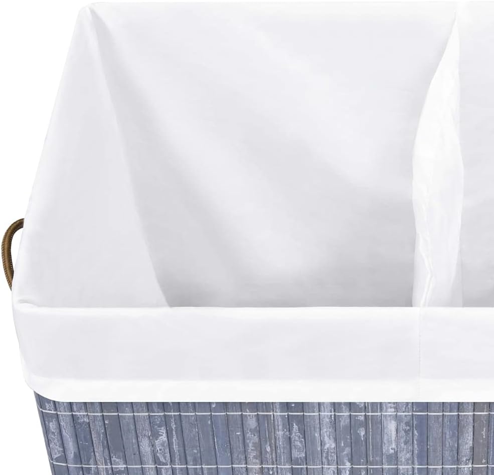 WIFESE Bambus-Wäschekorb Grau 100 L52x32x62,5 cm Wäschetonne Laundry Baskets Wäschekorb mit Deckel K