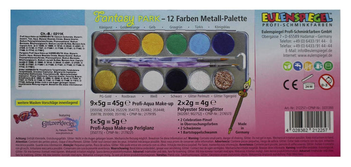 Eulenspiegel 212257 - Schminkpalette Fantasy Park, vegan, Schminkset, Kinderschminken, Karneval, Fas
