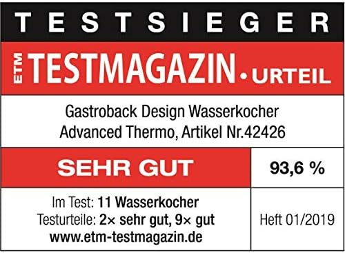 Gastroback 42426 Design Advanced Thermo, 1.7 Liter, Wasserkocher und Isolierkanne, Cool Touch, Easy-