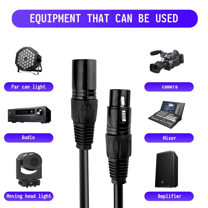 Czgor DMX Kabel 3M 8 Stück, Flexibles 3-Pin Signal XLR Männchen zu Weibchen DMX Kabeldraht, Geeignet