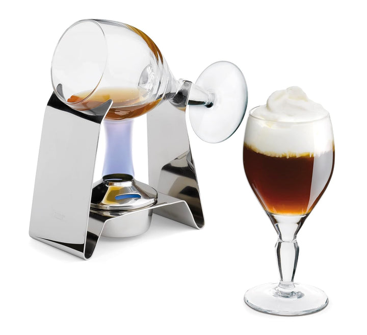 Spring Irish Coffee Set | inkl. 2 Irish Coffee Gläsern | Rechaud aus Edelstahl mit Brenner | auch fü