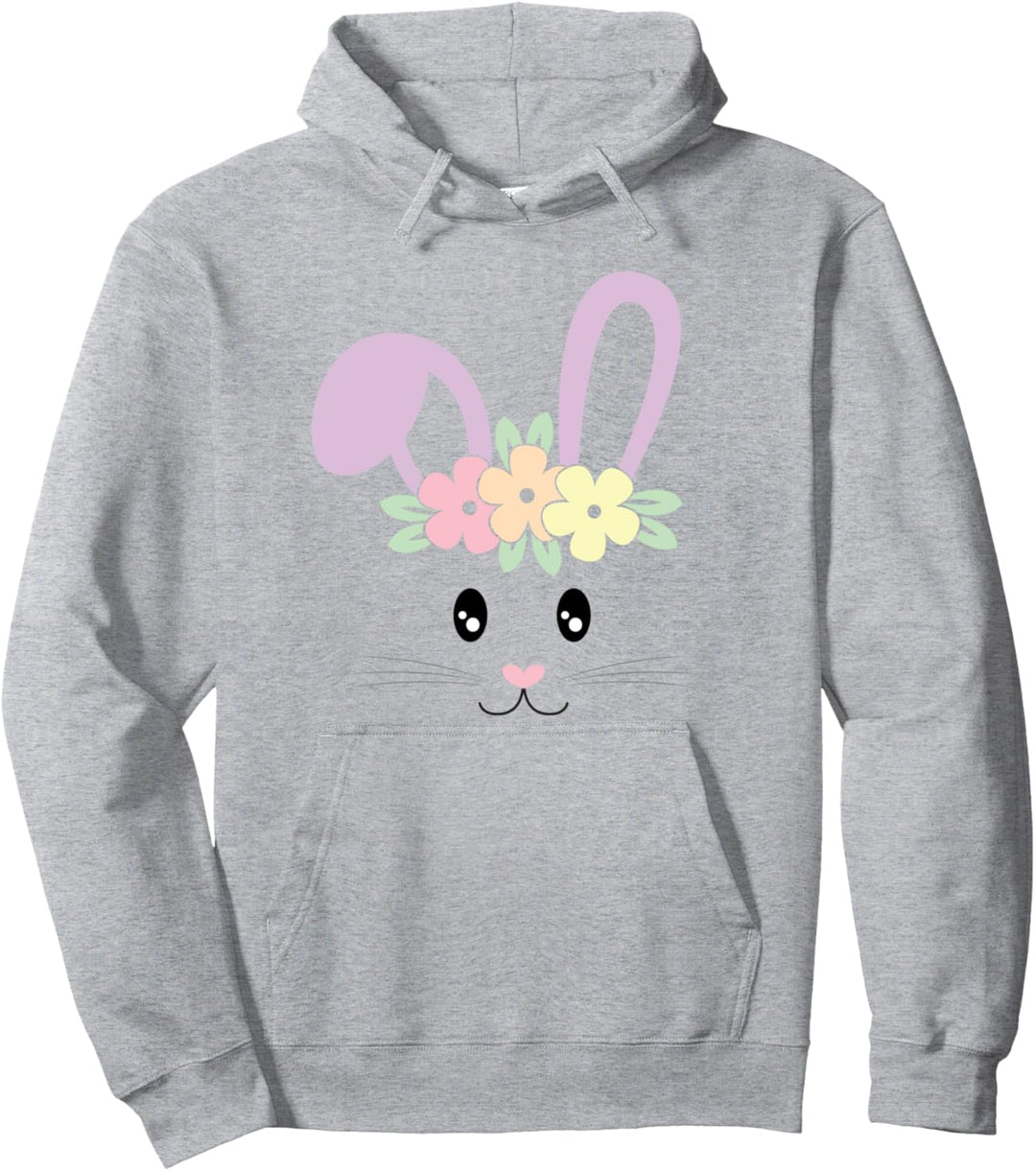 Cute Easter Bunny Face Pastel Tee For Girls and Toddlers Pullover Hoodie