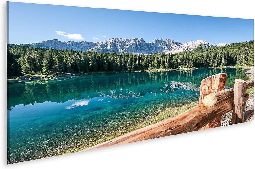 islandburner Bild auf Leinwand Karerlake In Italien Im Hintergrund Die Dolomiten Wandbild Poster Kun